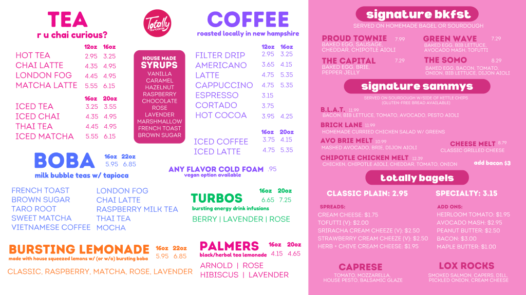 Totally Tea + Coffee Menu 2026